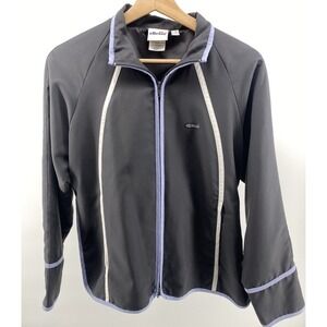 Ellesse Vintage Track Jacket Sz 8 Black Full Zip Polyester Fully Lined